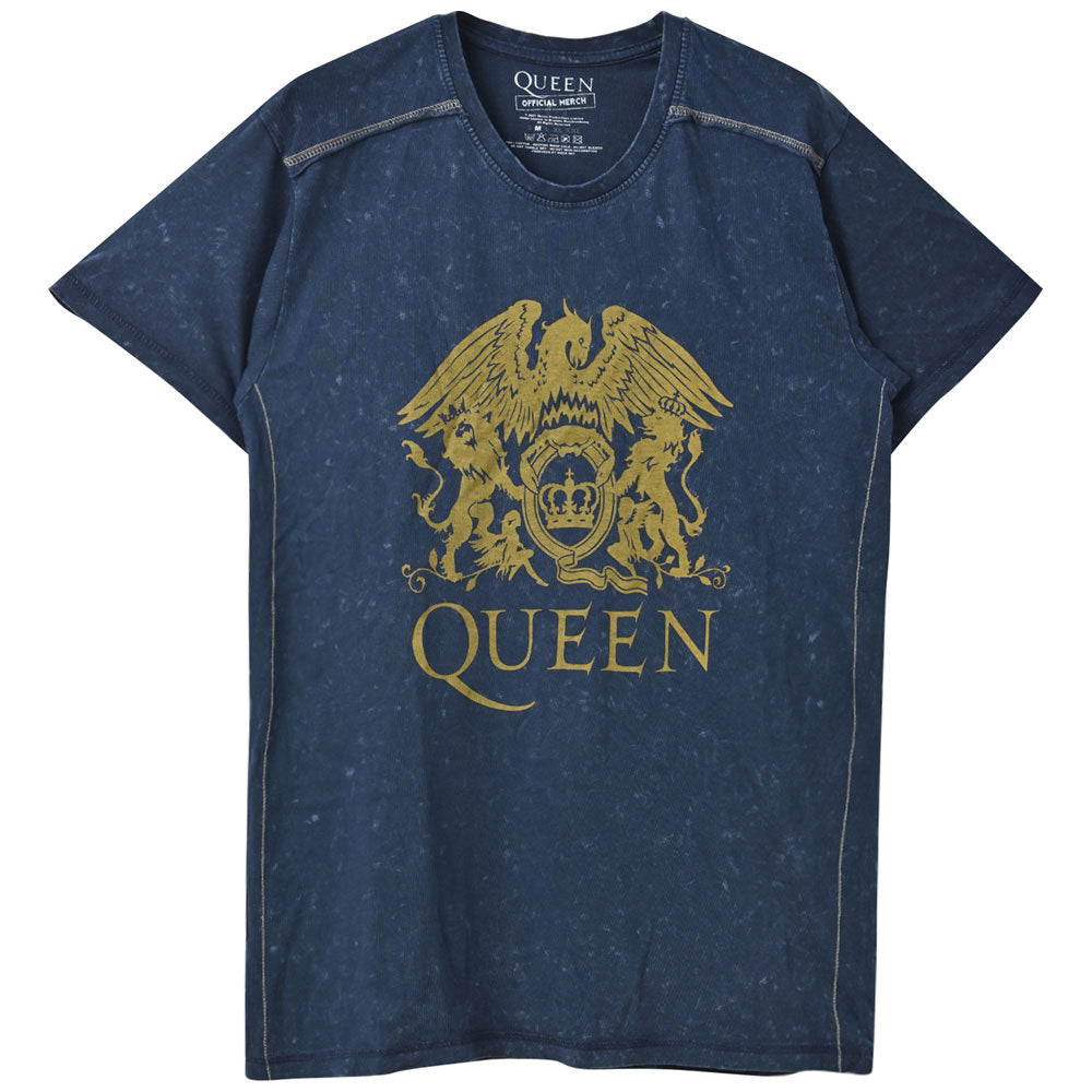 QUEEN クイーン (初来日50周年 ) - Classic Crest Navy / Black Label(ブランド) / Snow Wash / Tシャツ / メンズ 【公式 / オフィシャル】